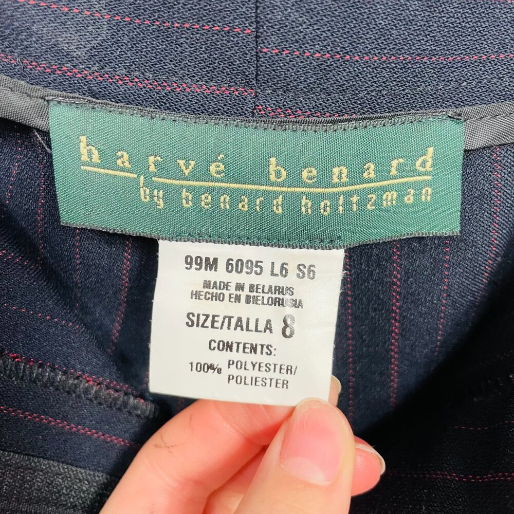 Harvé Benard by Bernard Holtzman Women's Navy and Red Pinstripe Pants Size 8